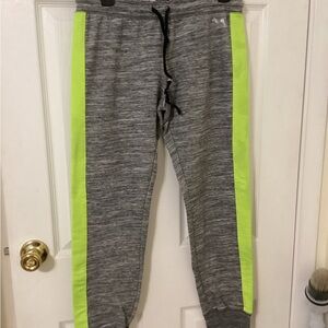 Victoria's Secret Gray Joggers with Neon Green Stripes